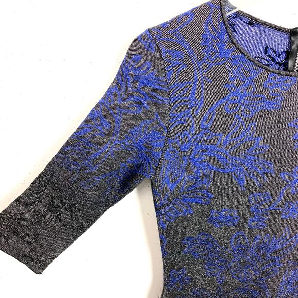 D. Exterior Womens Jacquard Bodycon Dress Poly Viscose Black Blue Size Small - Picture 8 of 11